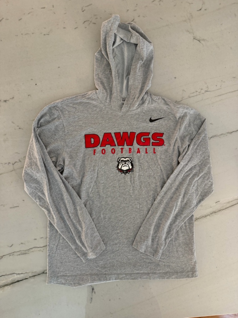 Georgia Bulldogs Hoodie Mens M Nike Gray Lightweight Pullover Big Logo NCAA